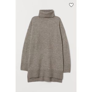 H&M longline turtleneck oversized split side sweater pullover wool blend fall wi